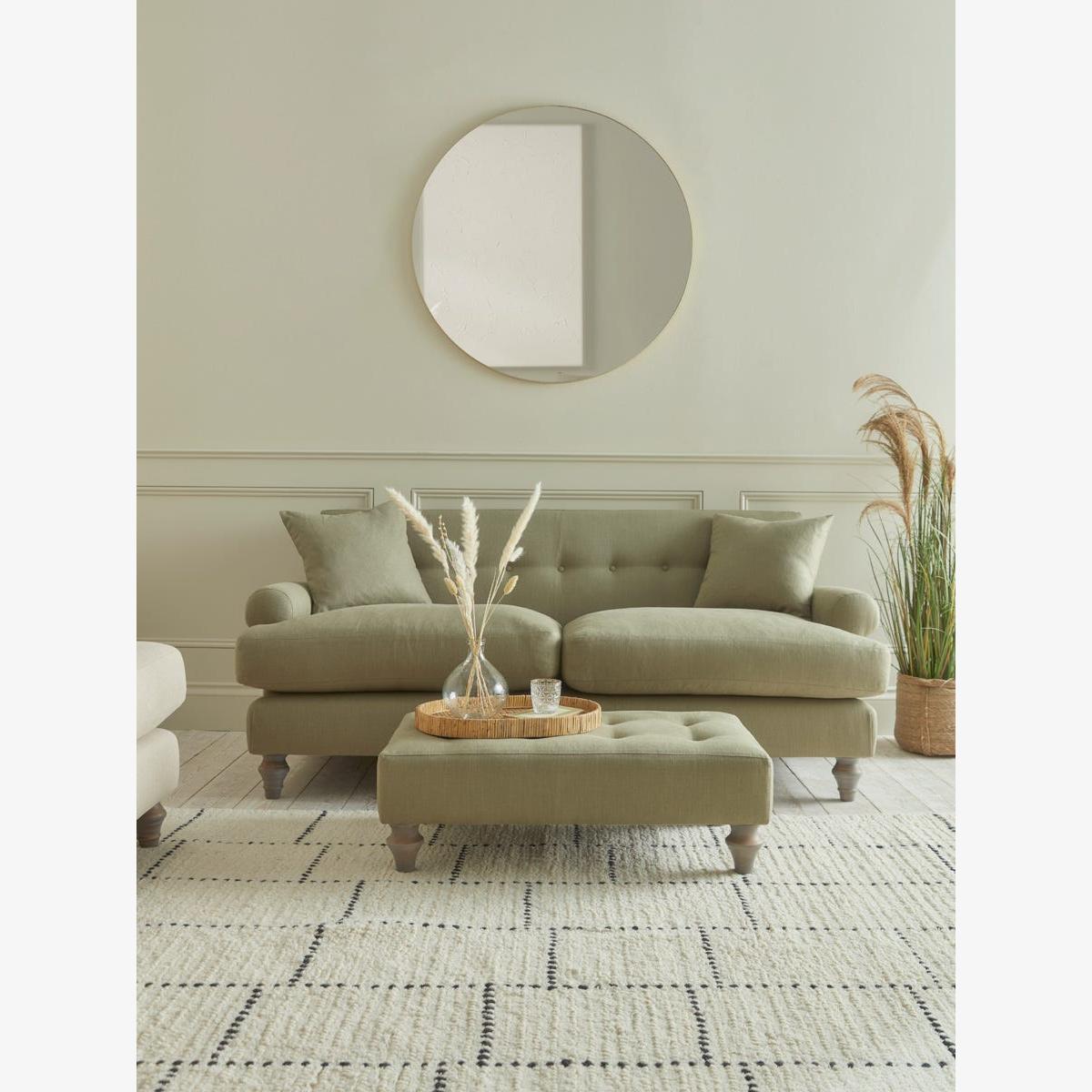 Visby Three Seater Sofa – Soft Grey Opulent Cotton Velvet – image 1