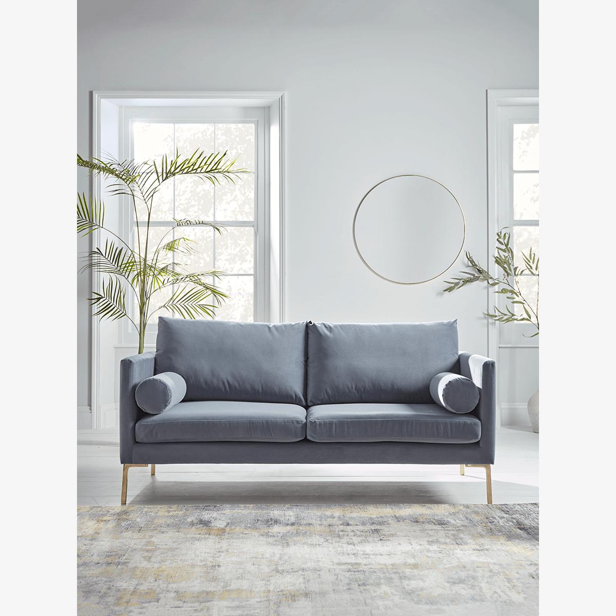 Rene Velvet Sofa - Blue Grey (Sample)