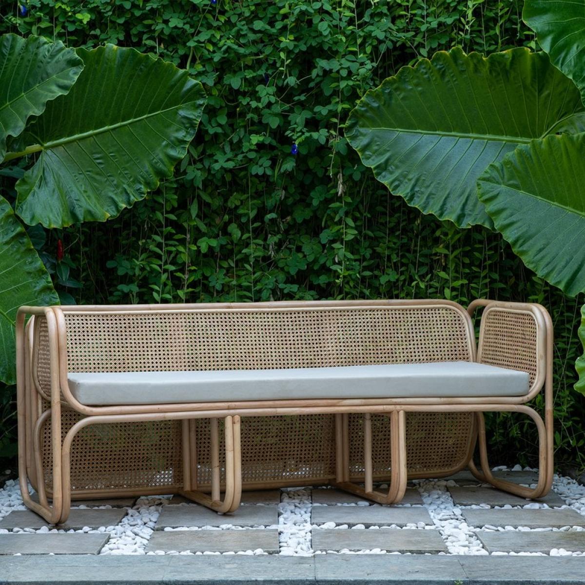 Kupu Kupu 3 Seater Rattan Sofa, Khaki Green – image 2