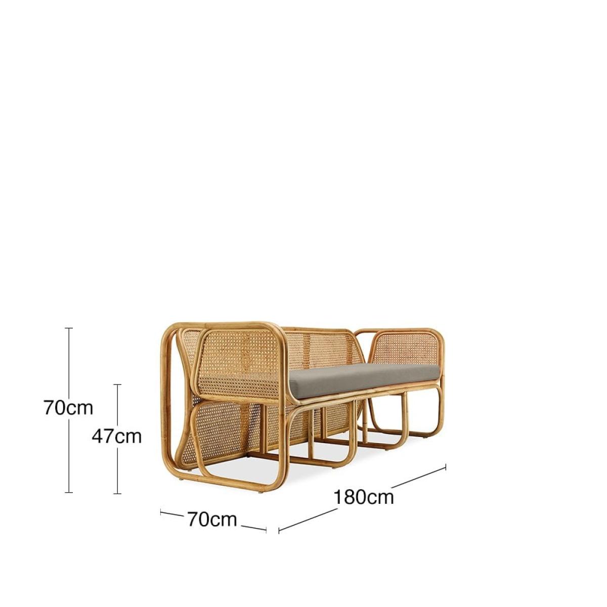 Kupu Kupu 3 Seater Rattan Sofa, Khaki Green – image 3