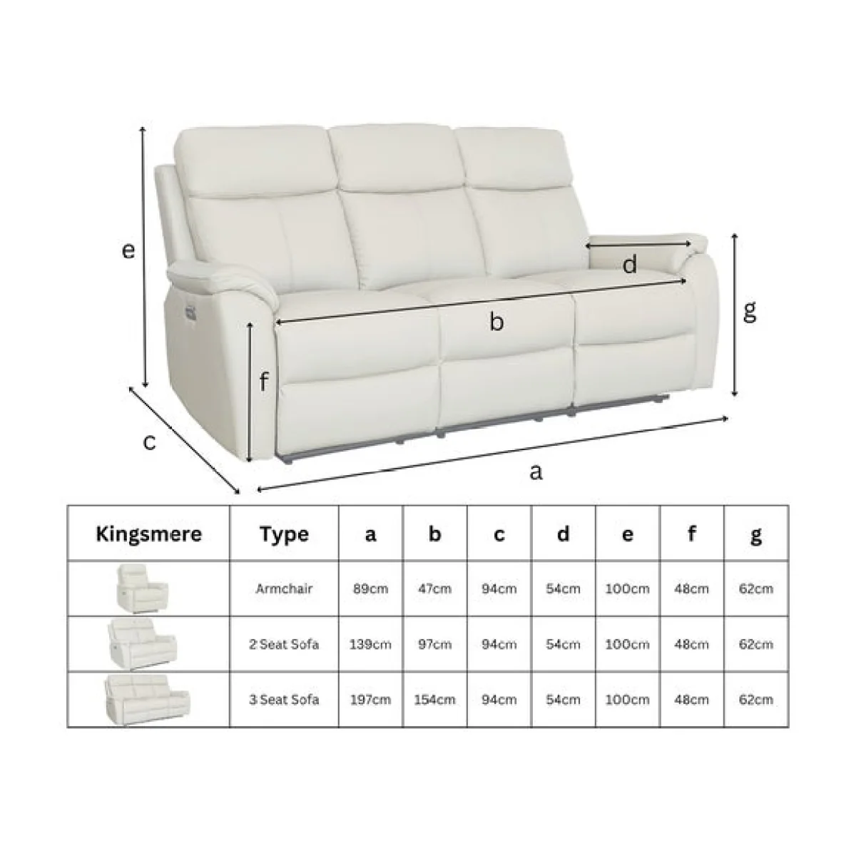 Aspire Kingsmere Leather Power Recliner 2 Seater Sofa – image 7