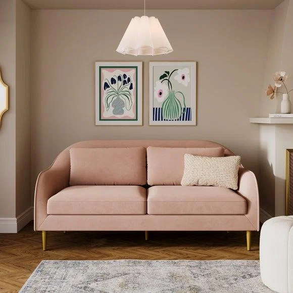 Jessie Velvet Compact 3 Seater Sofa – image 1