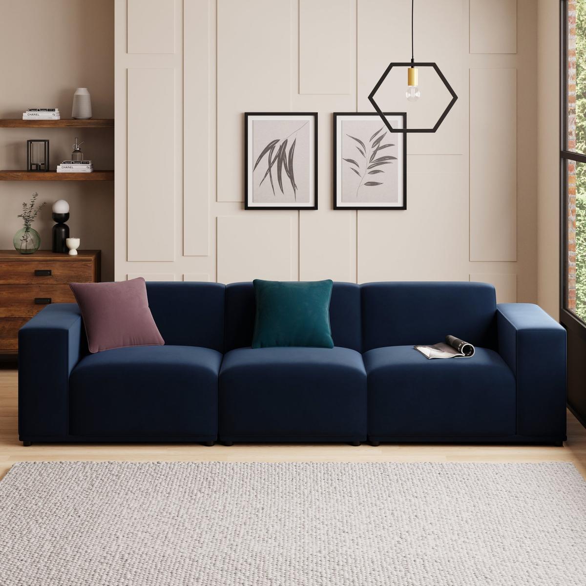 Modular Cruz Luxe Navy Velvet 3 Seater Sofa Velvet Luxe Navy – image 2