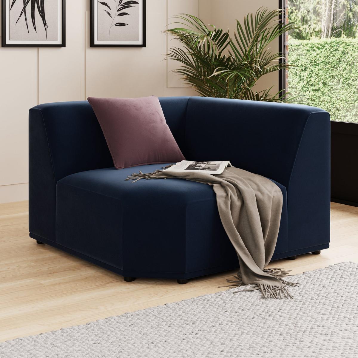 Modular Cruz Luxe Navy Velvet 3 Seater Sofa Velvet Luxe Navy – image 4