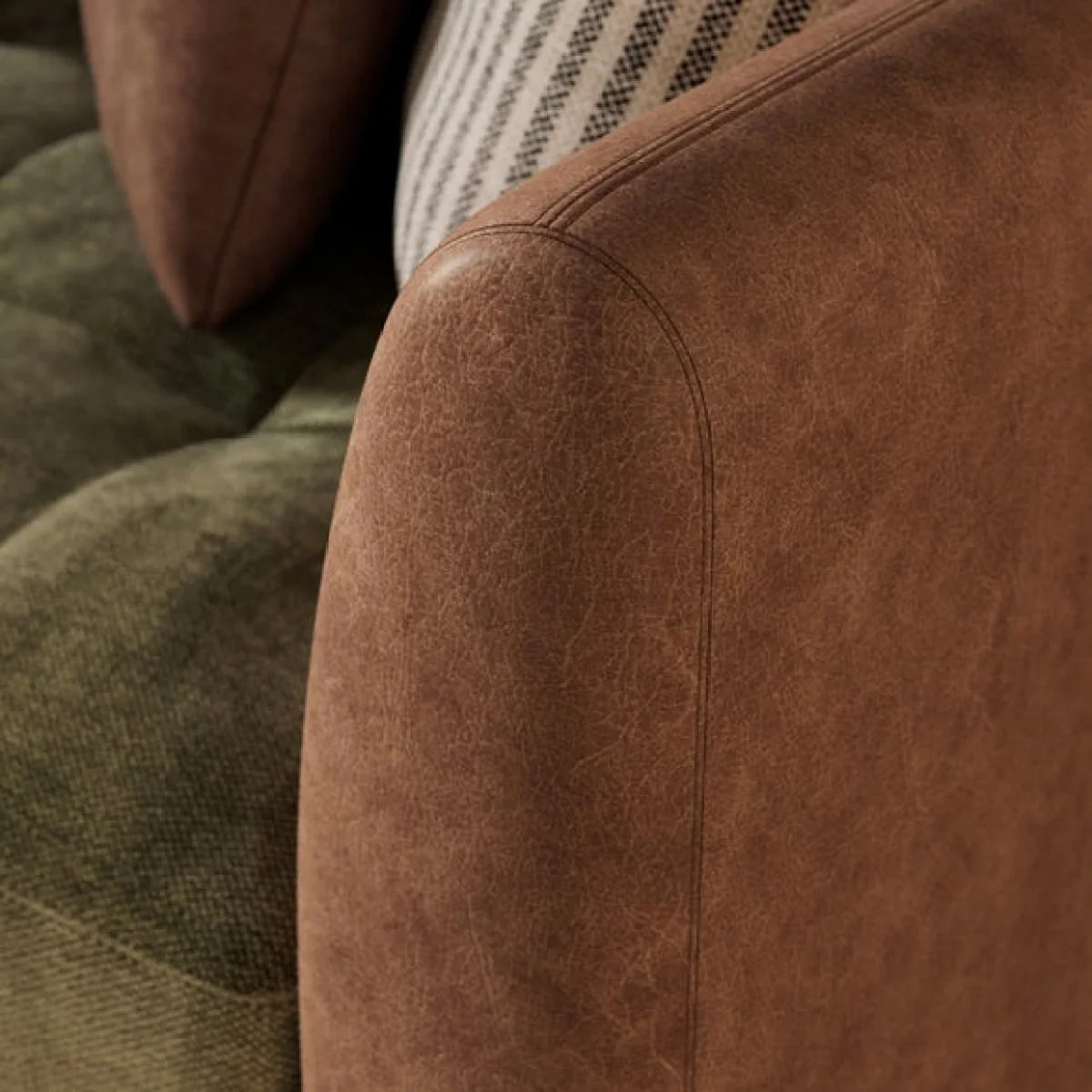 Max Combo Salvage Mix Faux Leather & Chenille 3 Seater Sofa – image 4