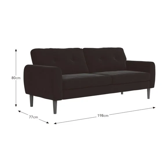 Lola Velvet Curved Arm 3 Seater Sofa – image 7
