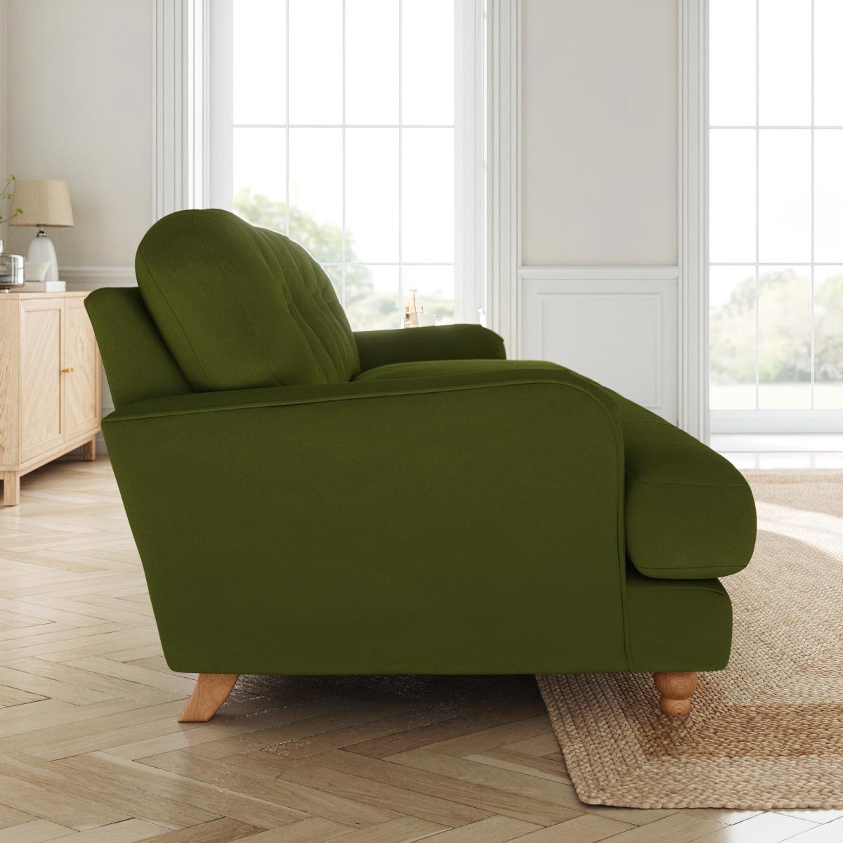 Return - Martha Matte Plush Velvet 3 Seater Sofa, Olive – image 2
