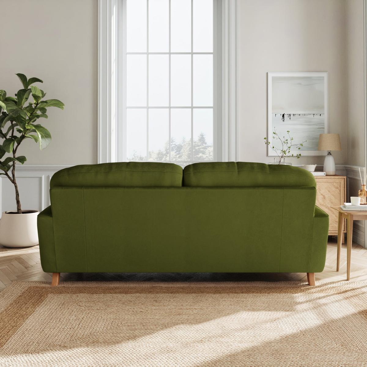 Return - Martha Matte Plush Velvet 3 Seater Sofa, Olive – image 3