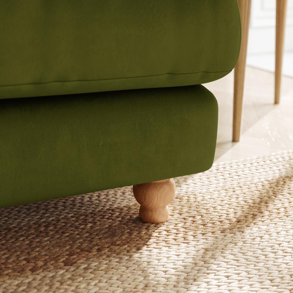 Return - Martha Matte Plush Velvet 3 Seater Sofa, Olive – image 4