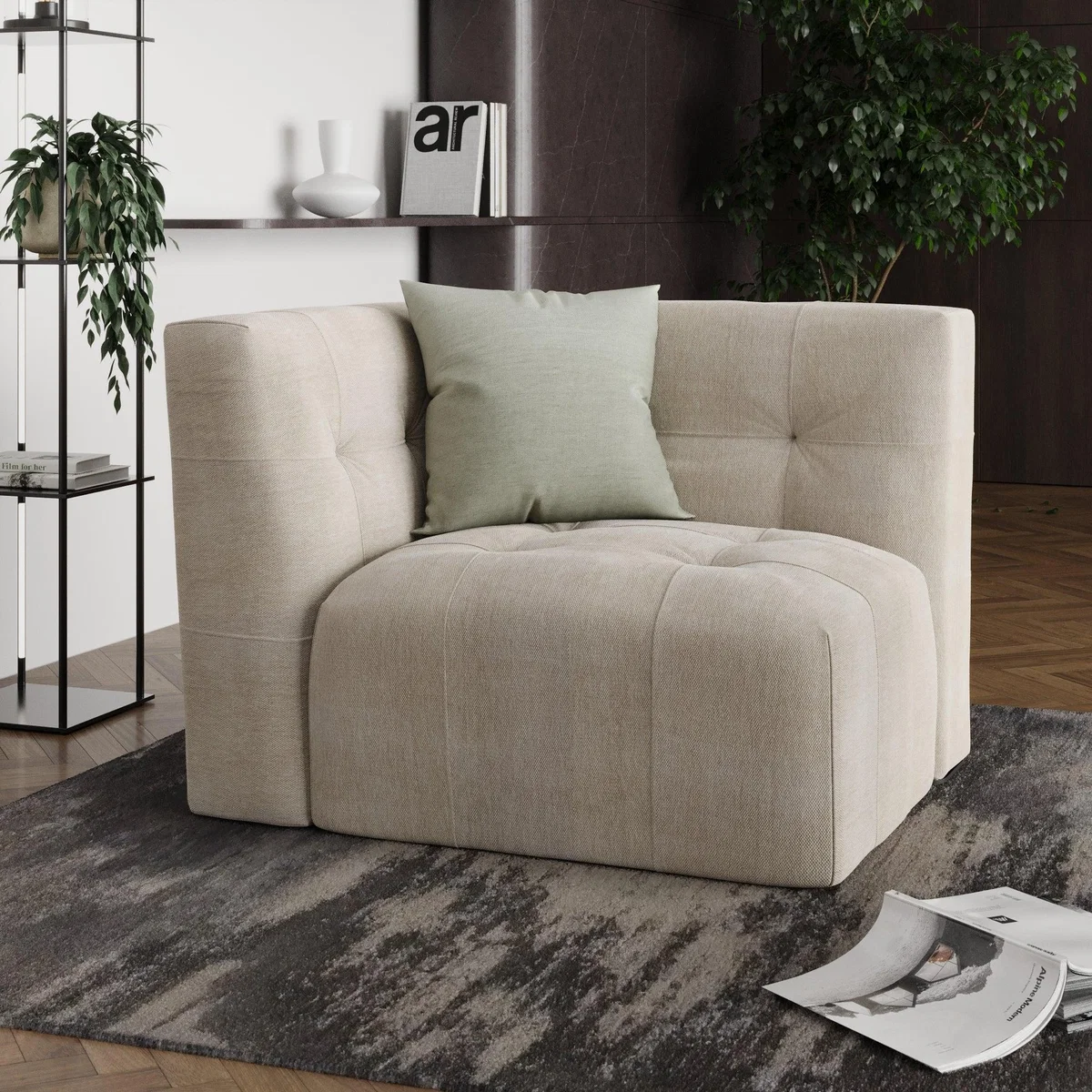 Modular Squish Natural Tonal Chenille 2 Seater Sofa Tonal Chenille Natural – image 6