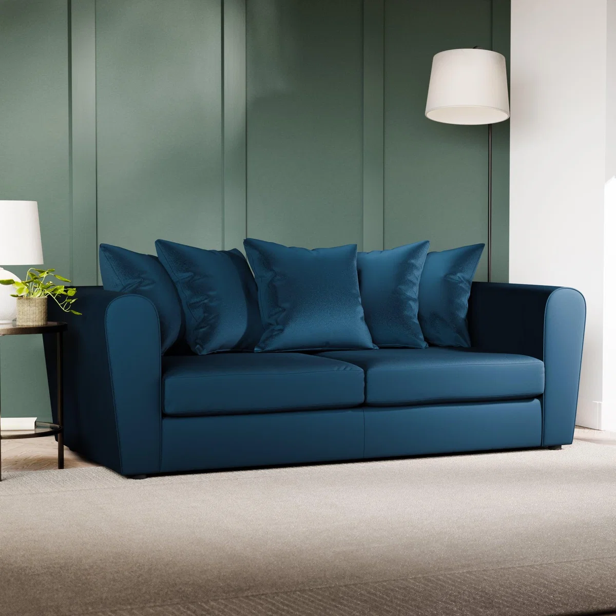Return - Blake Curved Arm Opulent Velvet 3 Seater Sofa, Navy – image 2
