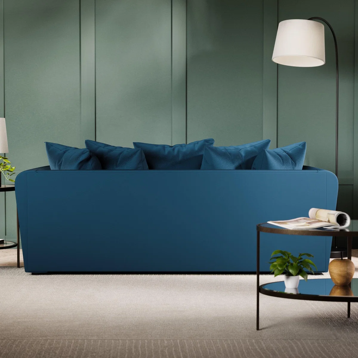 Return - Blake Curved Arm Opulent Velvet 3 Seater Sofa, Navy – image 3