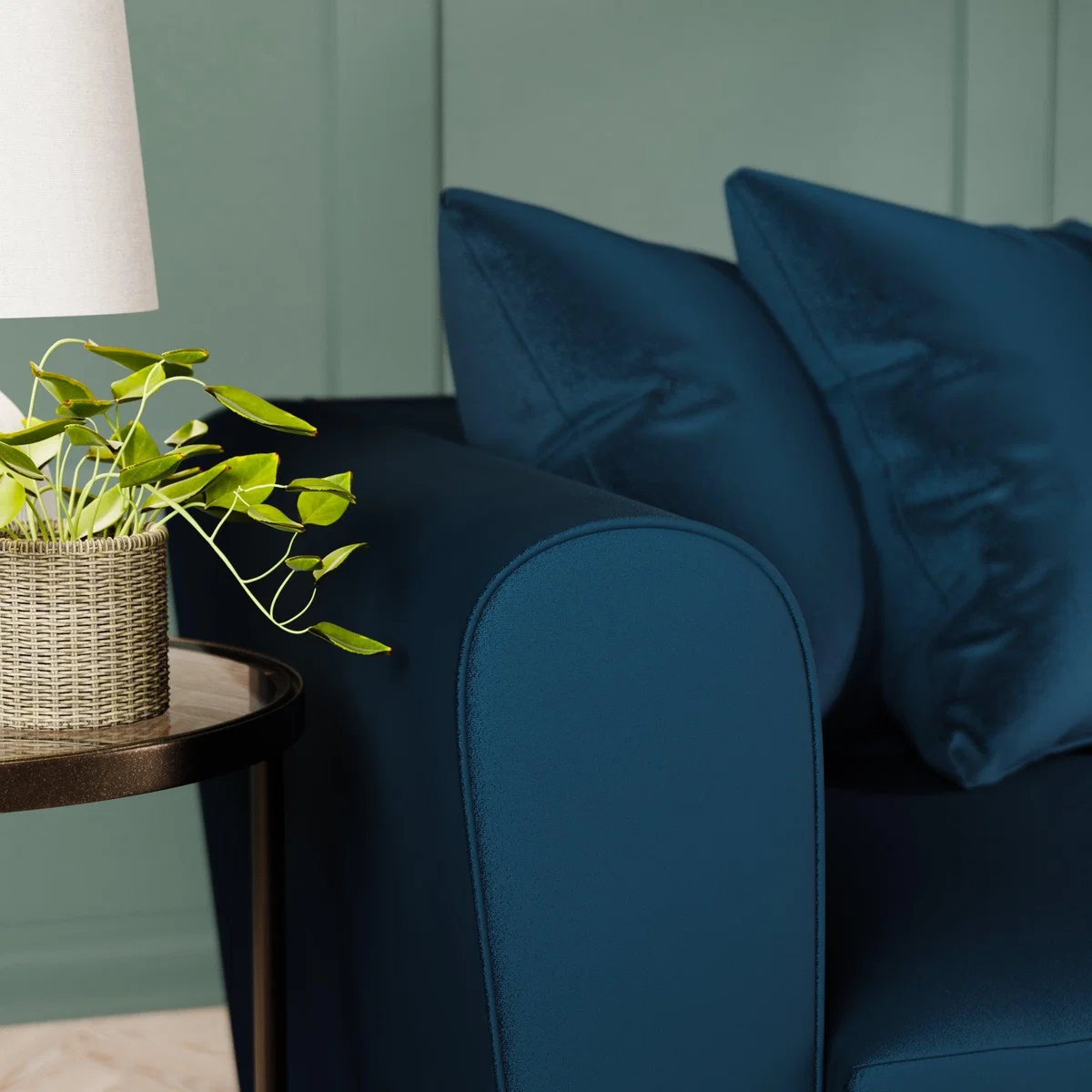Return - Blake Curved Arm Opulent Velvet 3 Seater Sofa, Navy – image 4