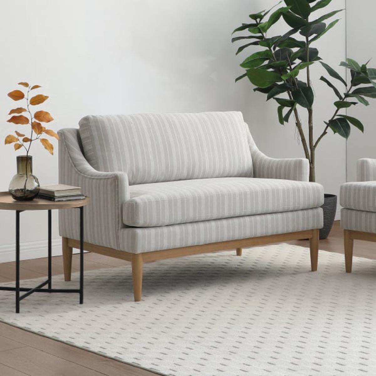 Zella Natural Striped Chenille 2 Seater Sofa – image 2