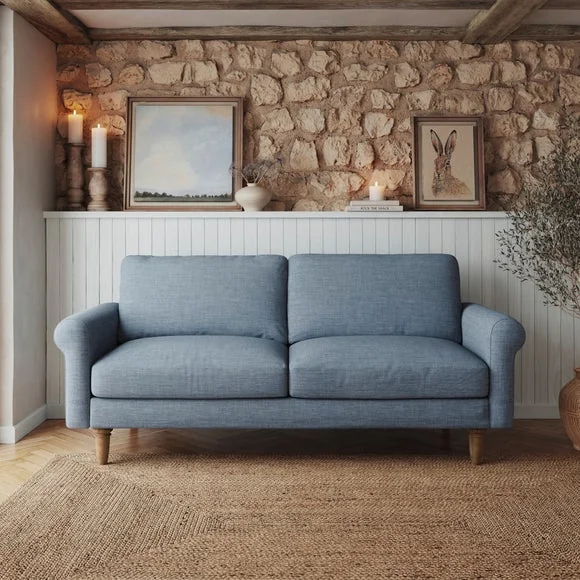 Maeve Faux Linen Compact 3 Seater Sofa – image 1