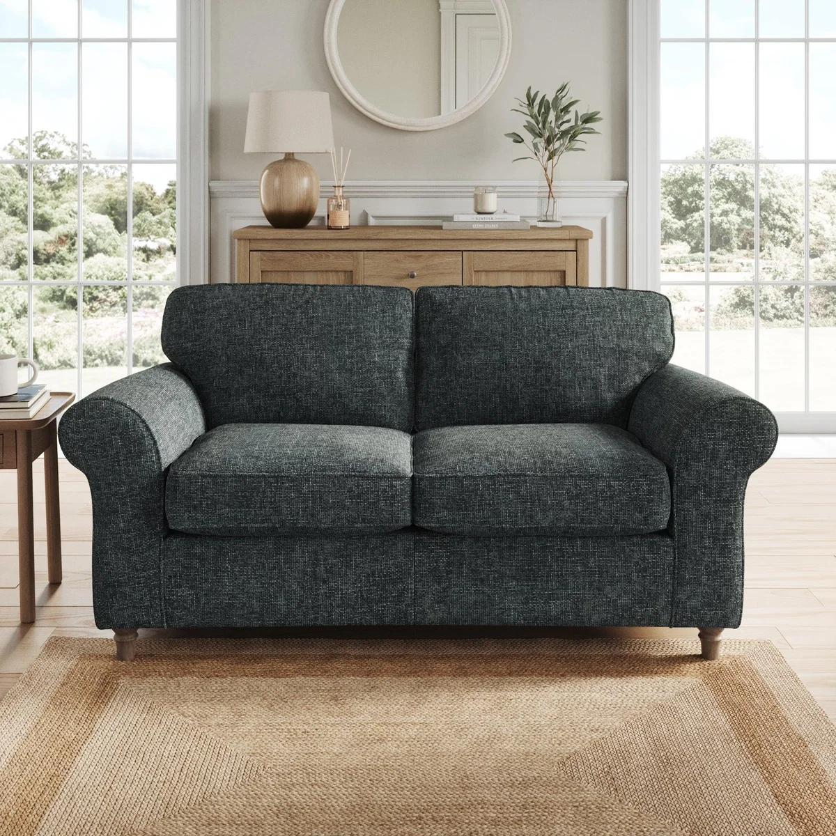 Flori 2 Seater Sofa, Chunky Chenille Navy – image 1