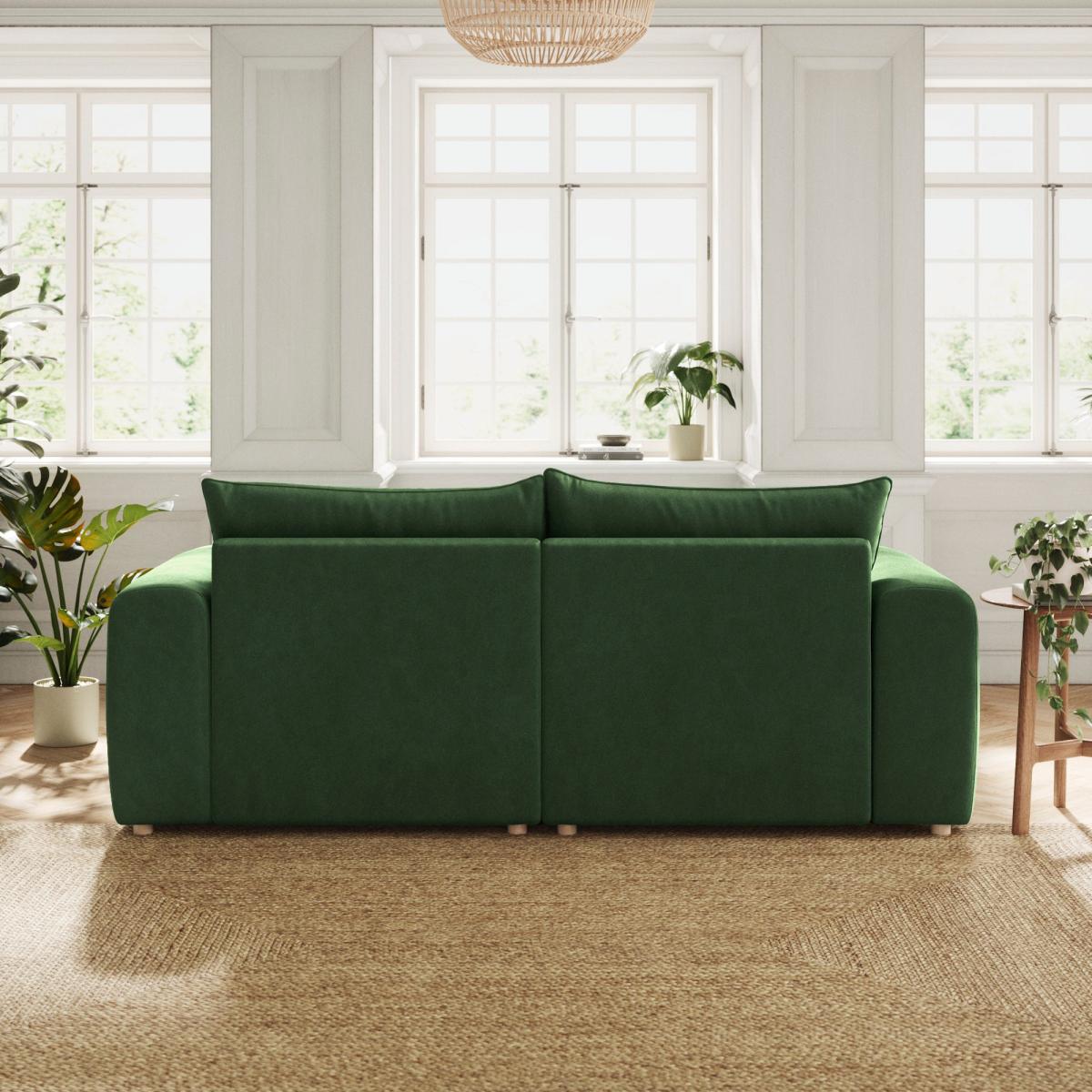 Full Circle Austin Cosy Velvet 4 Seater Sofa Bottle Green – image 3