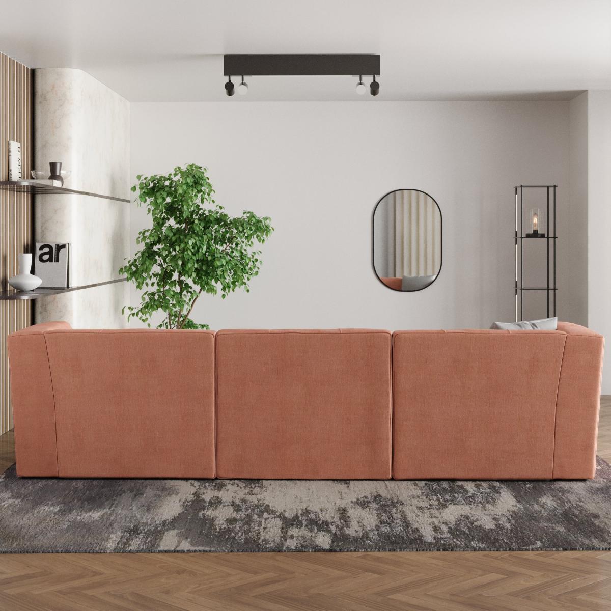 Modular Squish Clay Tonal Chenille 3 Seater Sofa Tonal Chenille Clay – image 3