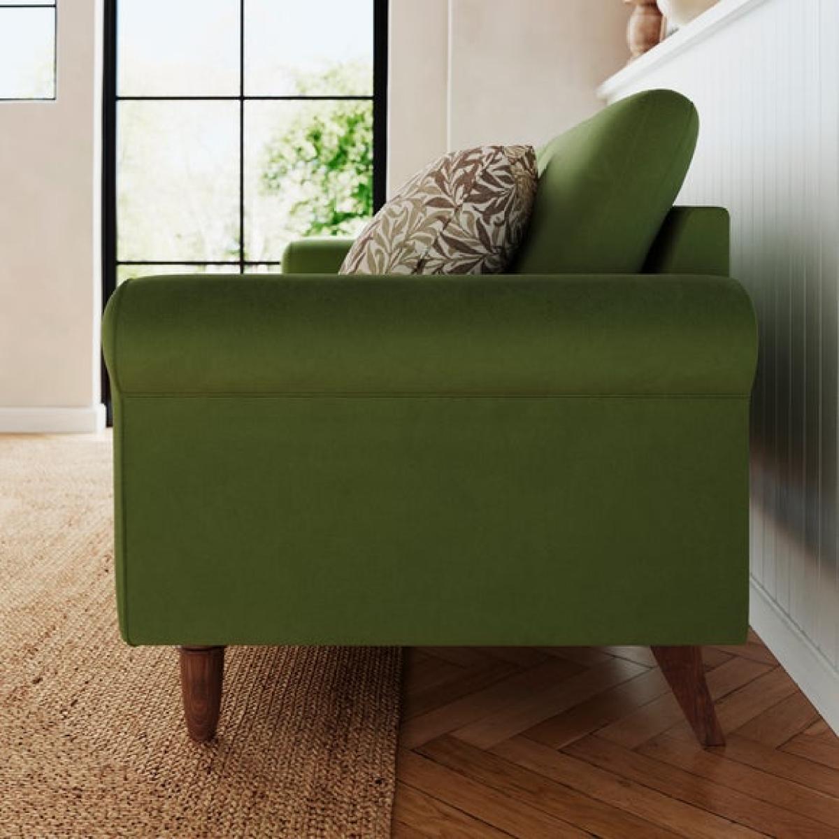 Maeve Compact Olive Velvet 2 Seater Sofa – image 2