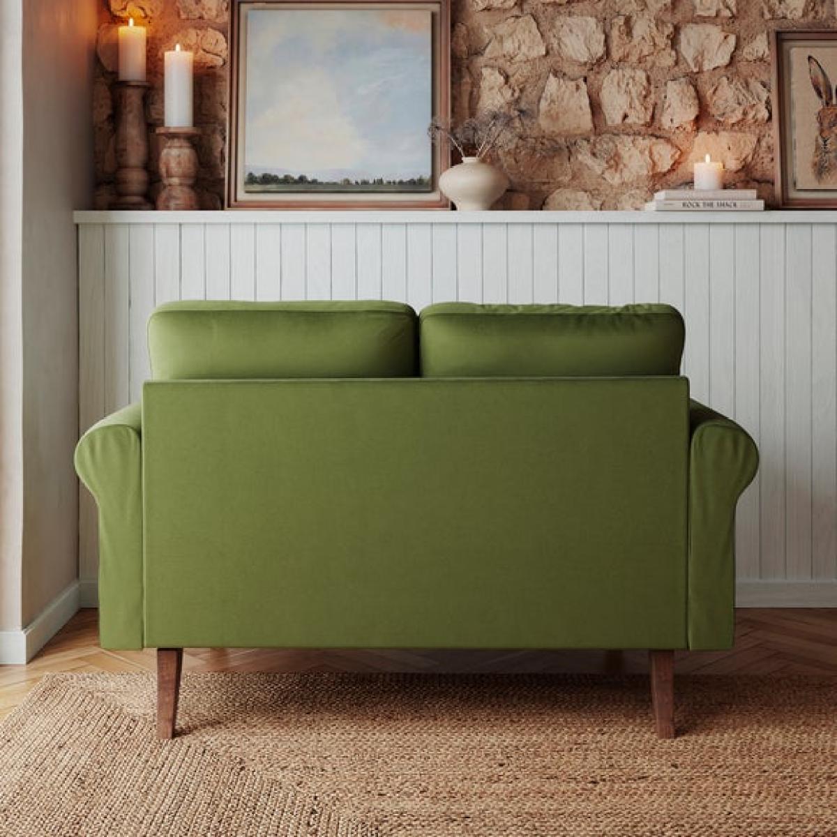 Maeve Compact Olive Velvet 2 Seater Sofa – image 3
