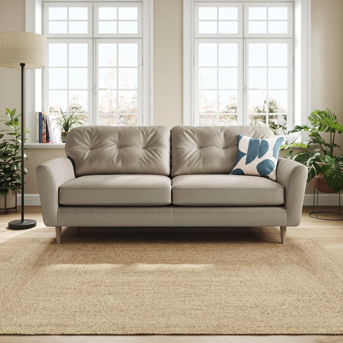 Sven Opulent Velvet 4 Seater Sofa Grey – image 1