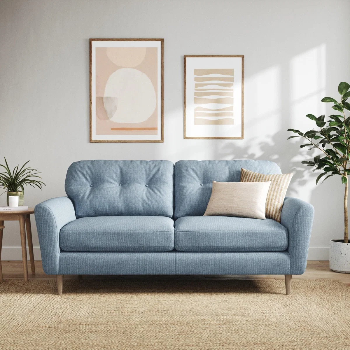 Sven Chunky Tonal Weave 3 Seater Sofa Navy – image 1
