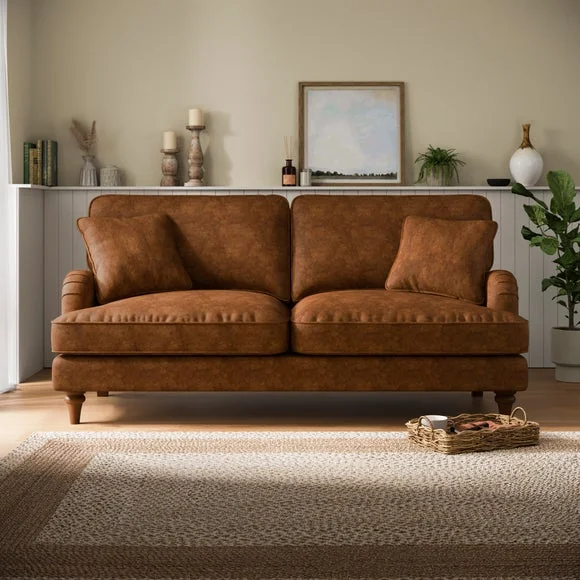 Beatrice II Relaxed Faux Leather 3 Seater Sofa – image 1