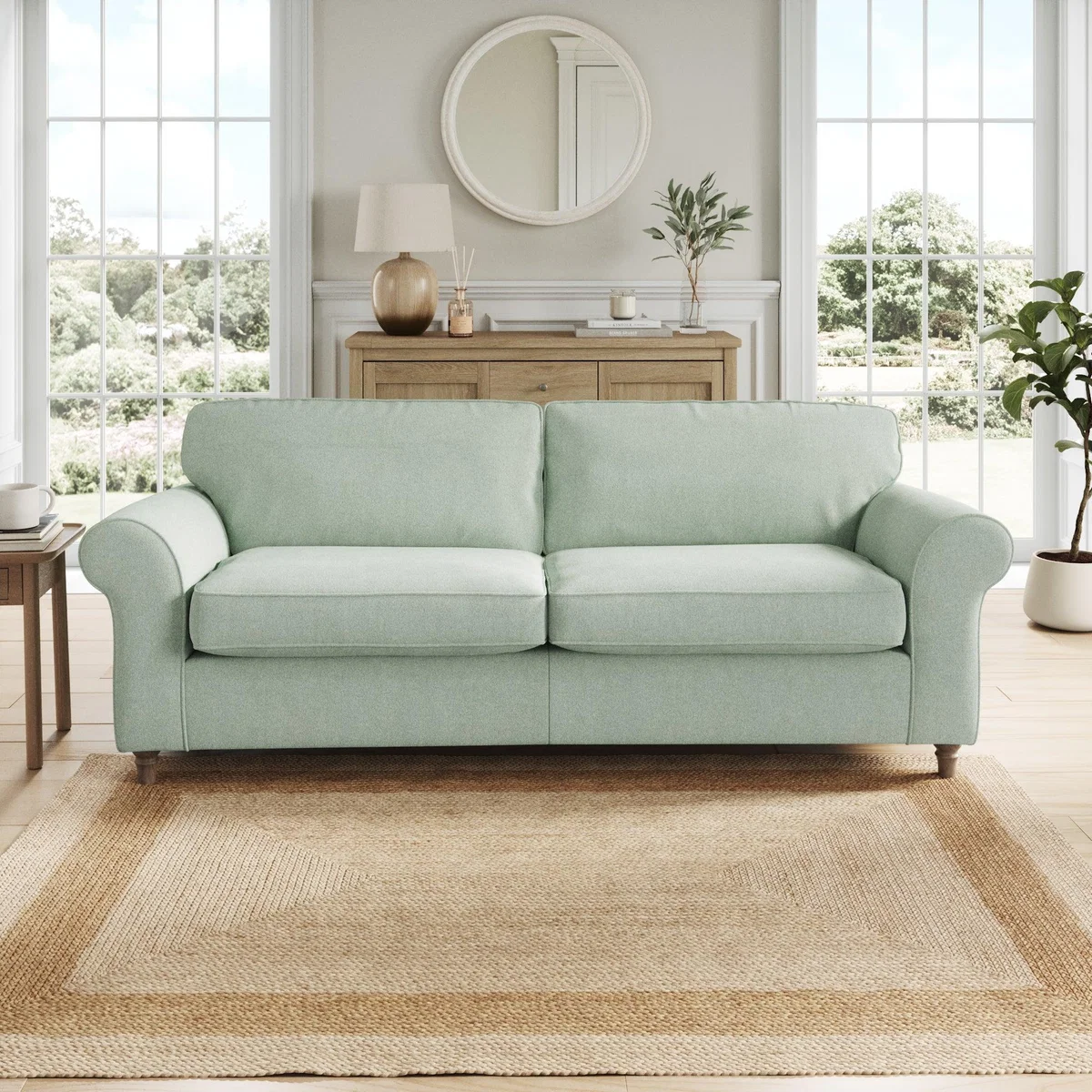 Flori 4 Seater Sofa, Soft Chenille Seafoam – image 1