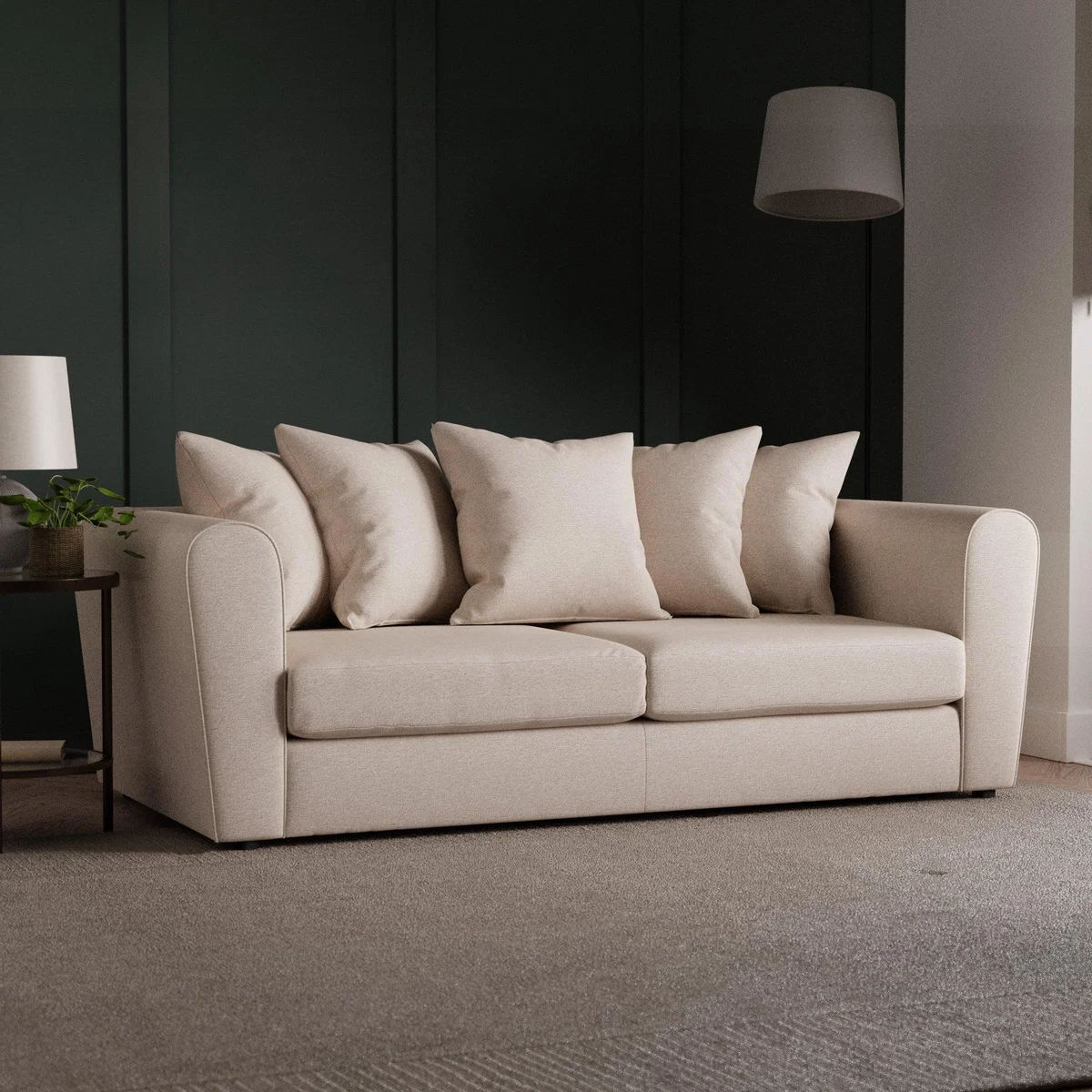 Return - Blake Soft Texture Fabric 3 Seater Sofa, Natural – image 2