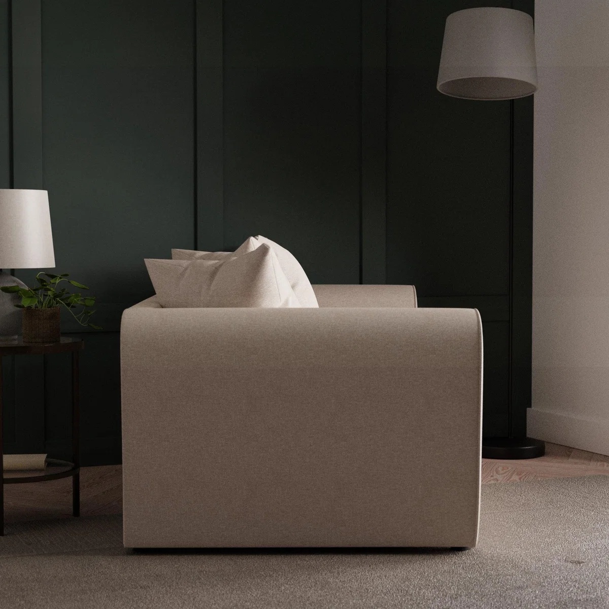 Return - Blake Soft Texture Fabric 3 Seater Sofa, Natural – image 3