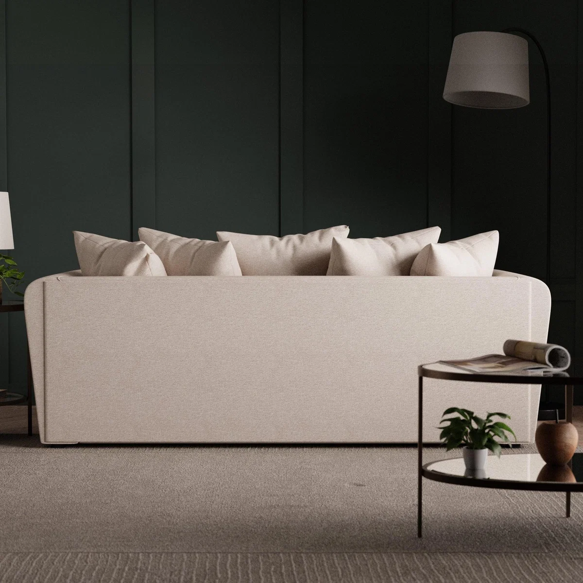 Return - Blake Soft Texture Fabric 3 Seater Sofa, Natural – image 4