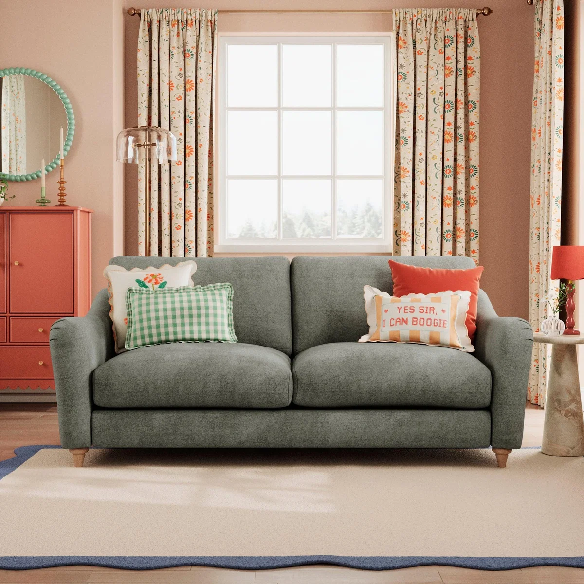 Hattie Tonal Plush Chenille 3 Seater Sofa Tonal Plush Chenille Grey – image 1