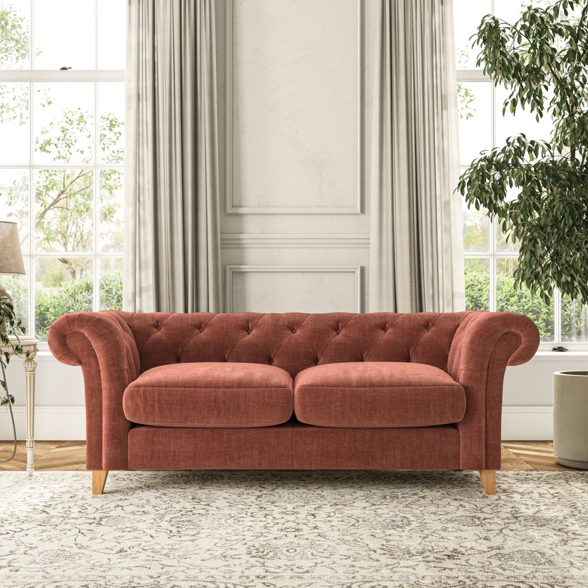 Pimlico 3 Seater Sofa Tonal Plush Chenille Terracotta – image 1