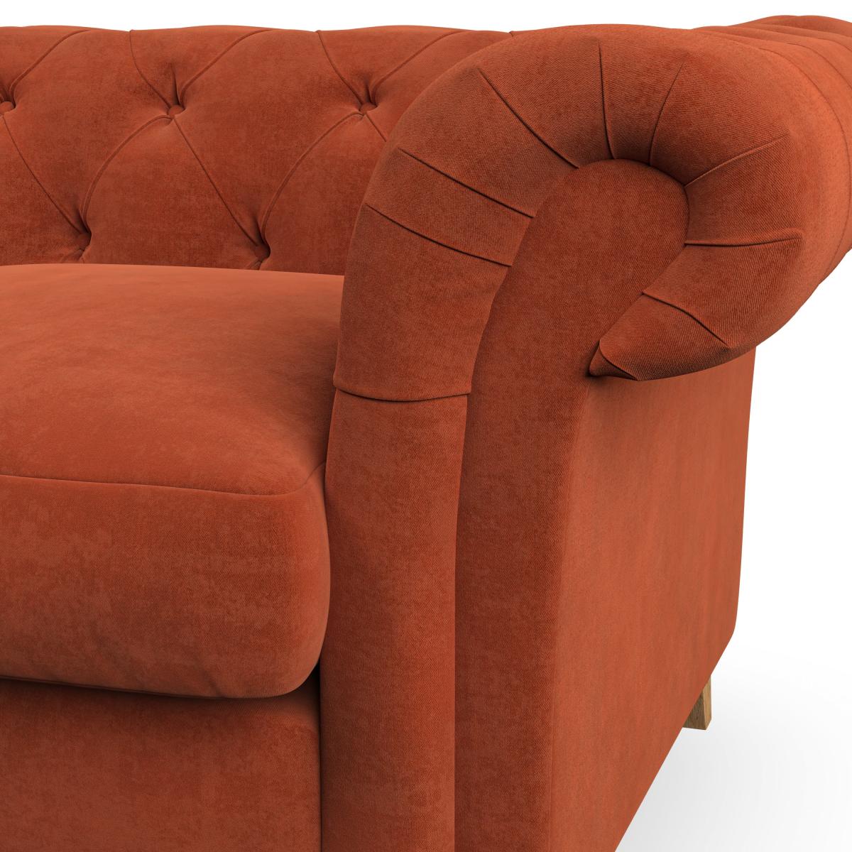 Pimlico Large 3 Seater Sofa Luxury Velvet Orange Umber – image 2