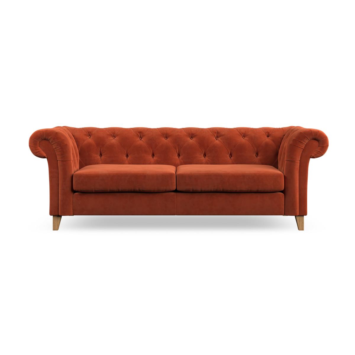 Pimlico Large 3 Seater Sofa Luxury Velvet Orange Umber – image 4