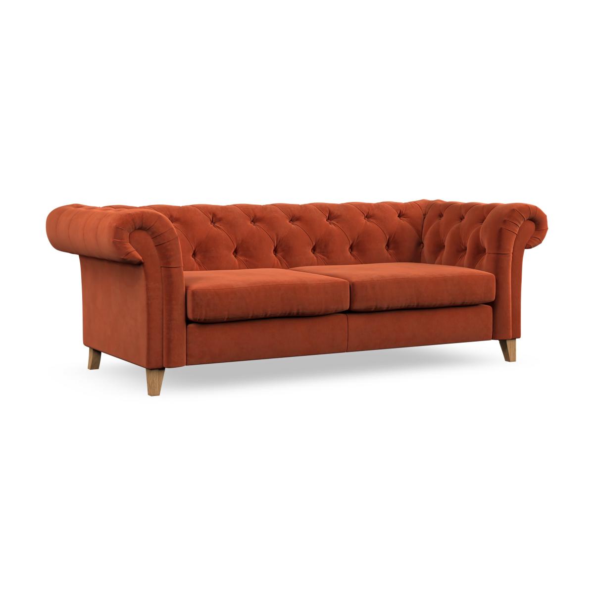 Pimlico Large 3 Seater Sofa Luxury Velvet Orange Umber – image 5