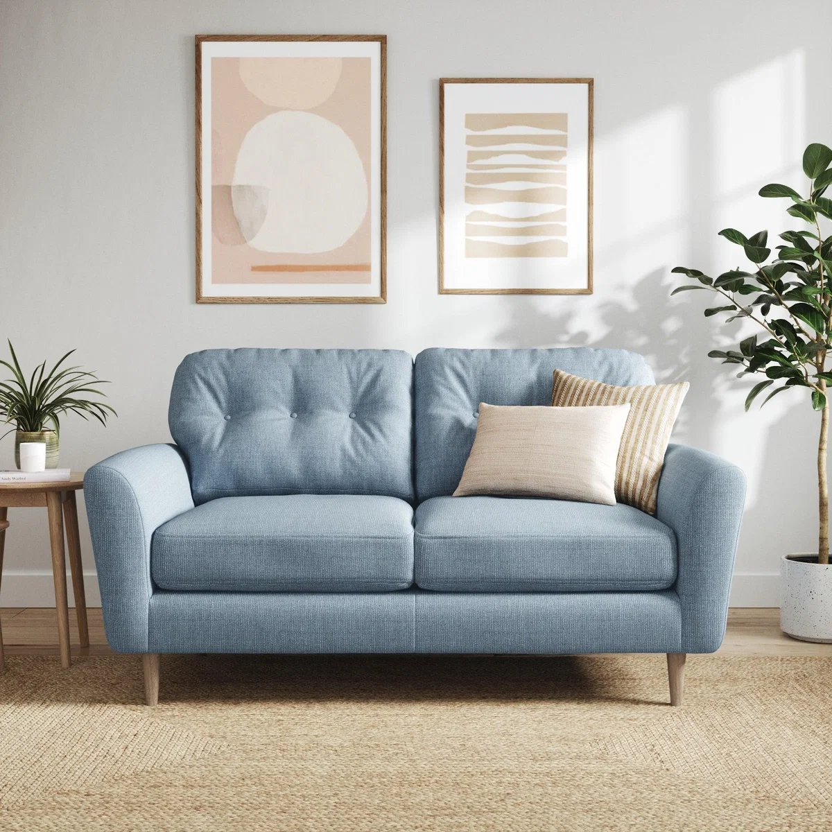 Sven Chunky Tonal Weave 2 Seater Sofa Navy – image 1