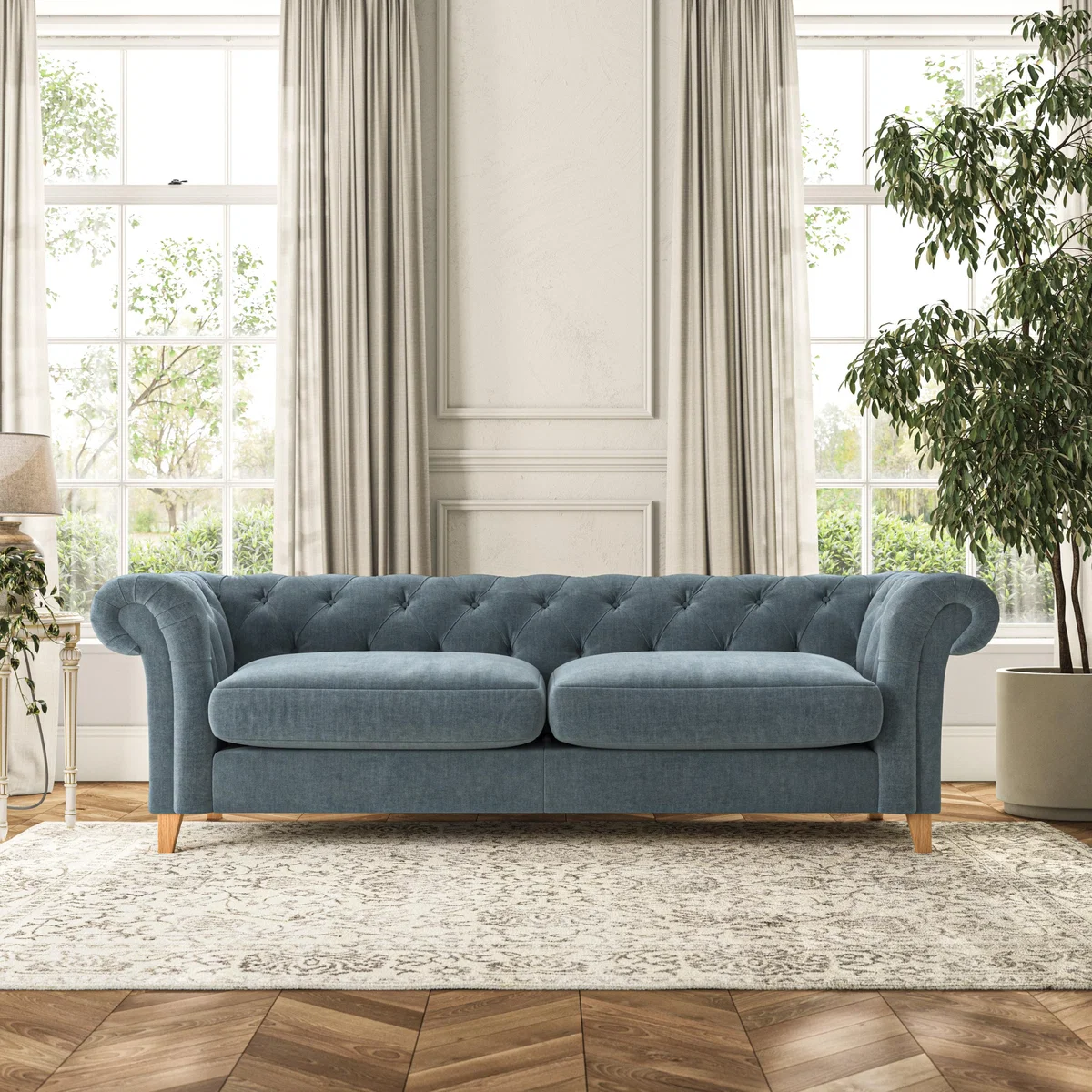 Pimlico 4 Seater Sofa Tonal Plush Chenille Aqua – image 1