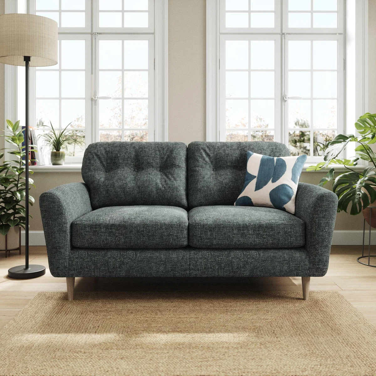 Sven Chunky Chenille 2 Seater Sofa Navy – image 1
