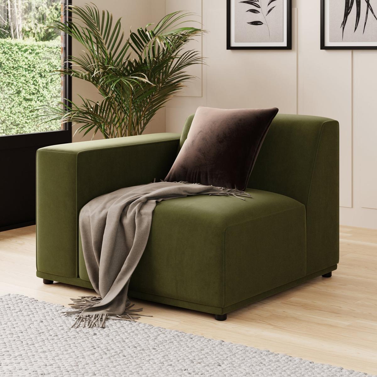 Modular Cruz Olive Velvet 2 Seater Sofa Velvet Olive – image 2