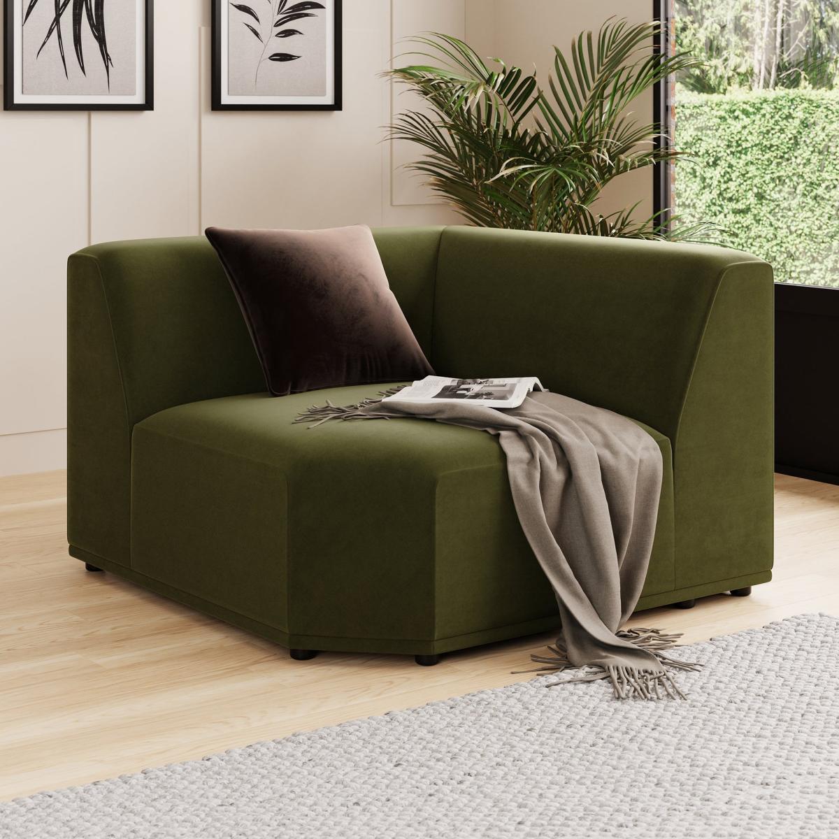 Modular Cruz Olive Velvet 2 Seater Sofa Velvet Olive – image 3
