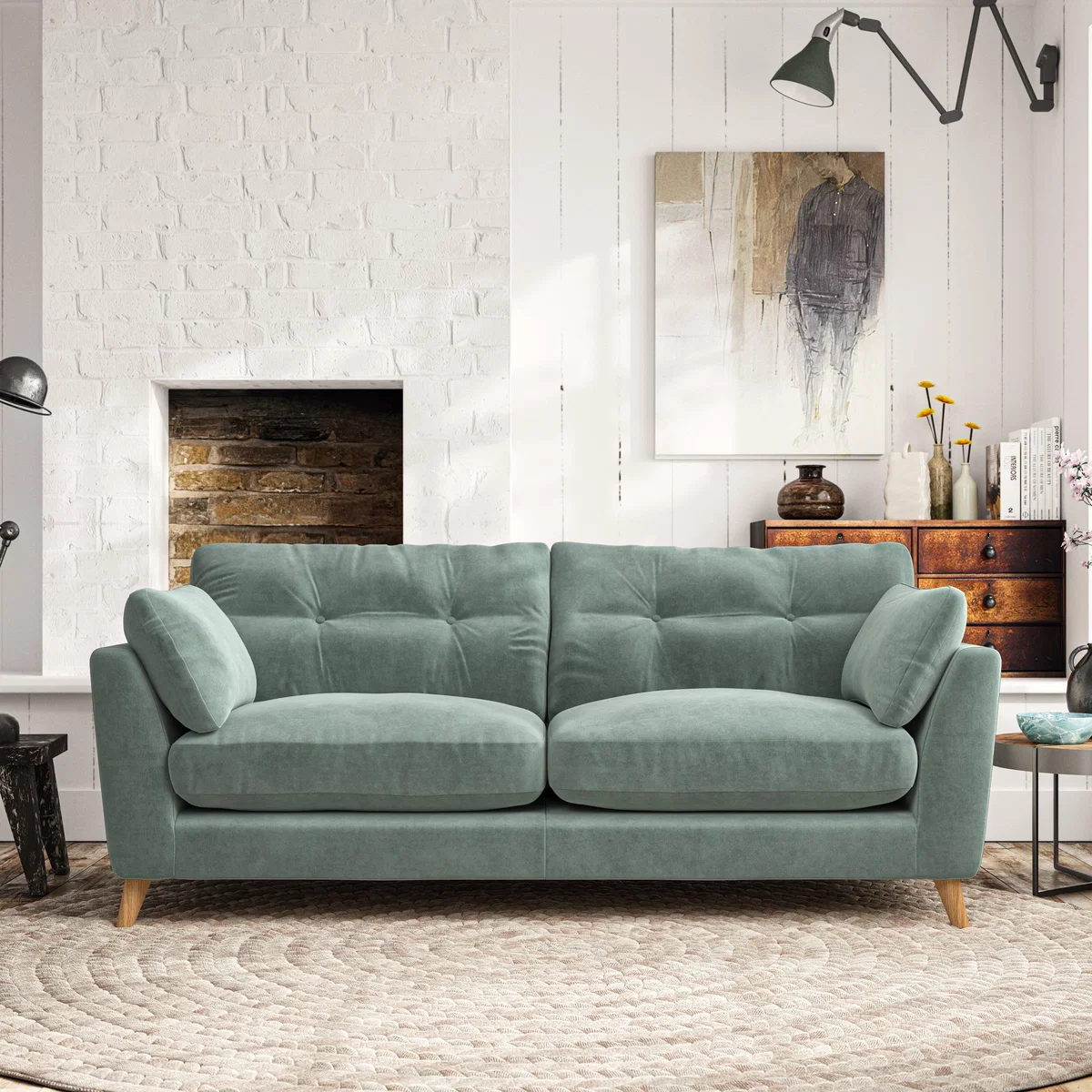 Peyton Large 3 Seater Sofa Luxury Velvet Lilypad – image 2