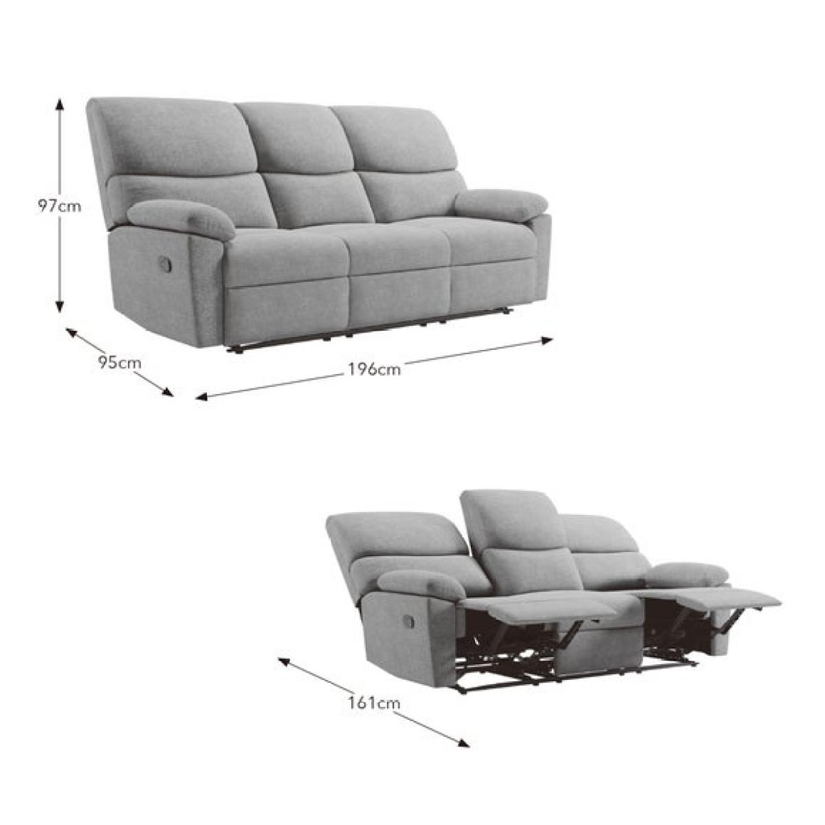Murphy Chenille Manual Recliner 3 Seater Sofa – image 9