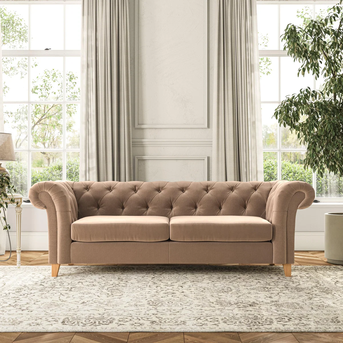 Pimlico Large 3 Seater Sofa House Velvet Taupe – image 1