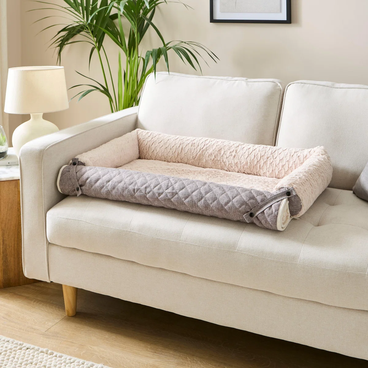 Roll Front Ivory Sofa Dog Bed Ivory – image 2