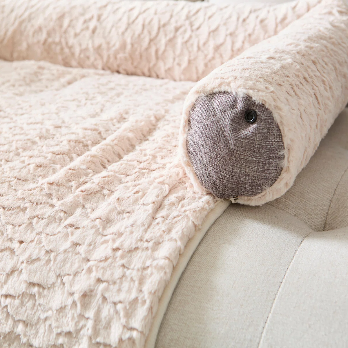 Roll Front Ivory Sofa Dog Bed Ivory – image 3
