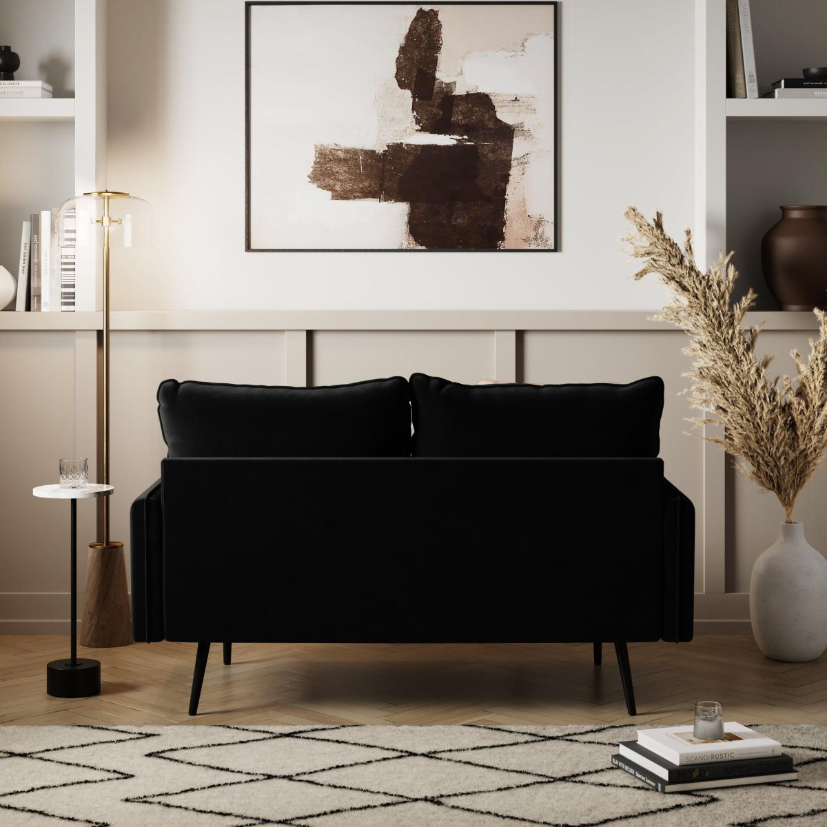 Cassie Velvet 2 Seater Sofa in a Box Black – image 3