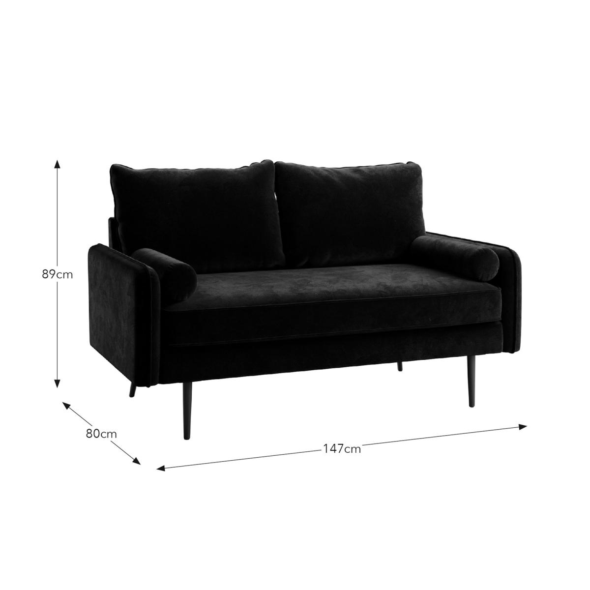 Cassie Velvet 2 Seater Sofa in a Box Black – image 9