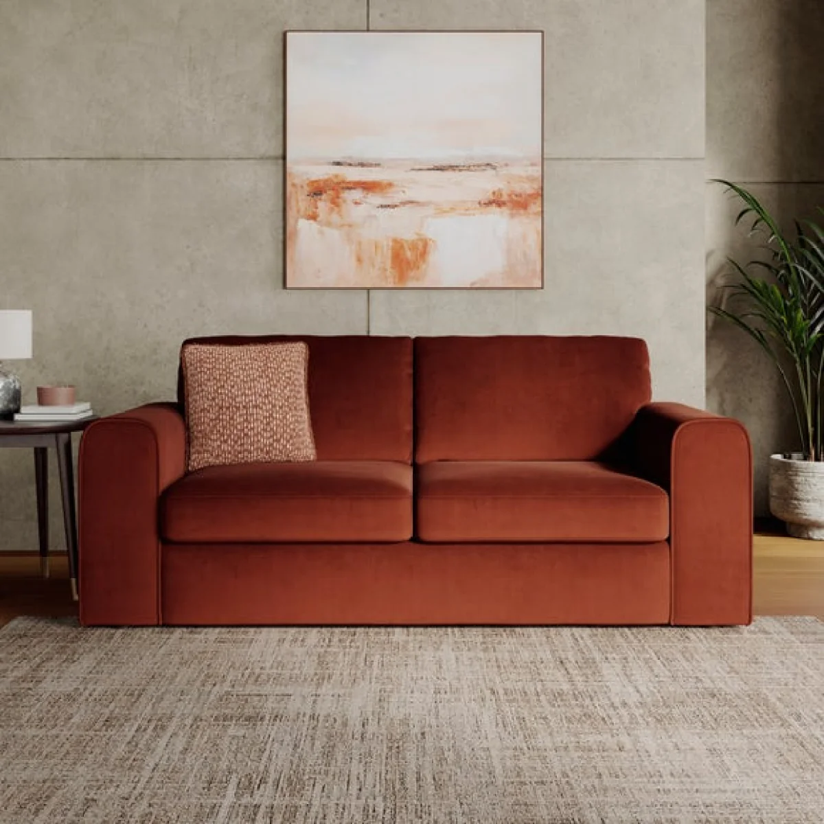 Abel Matte Velvet 3 Seater Sofa – image 1