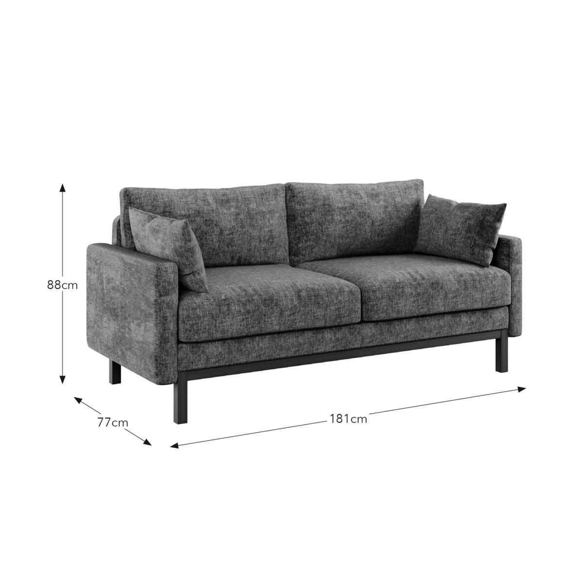 Morton Chenille Distressed 3 Seater Sofa – image 8